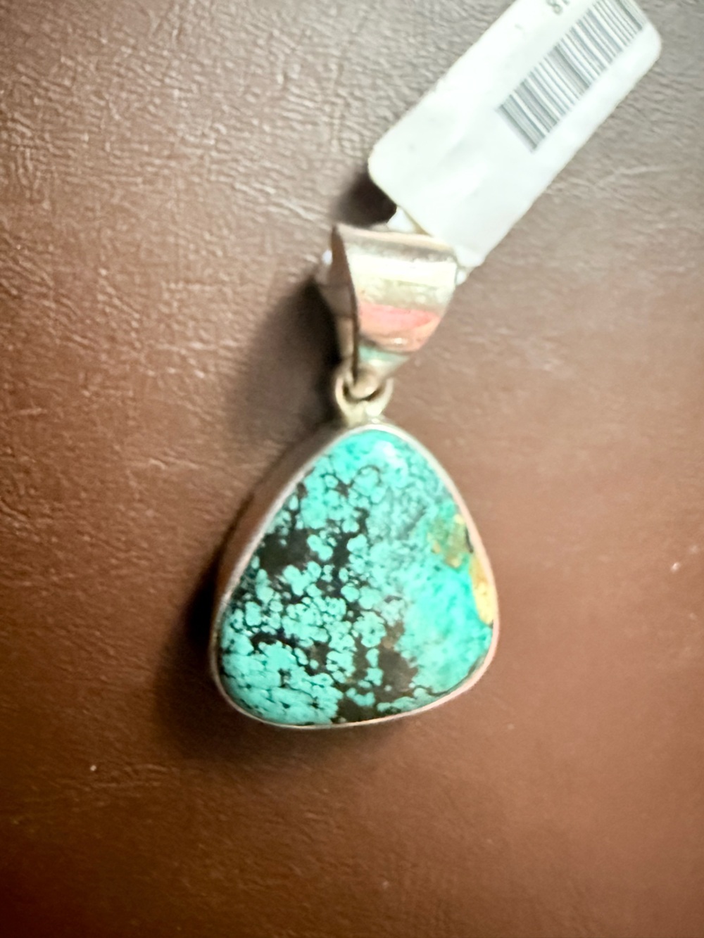Vintage Sterling Silver Turquoise Pendant | Natural Matrix Stone | Southwestern - Picture 7 of 11